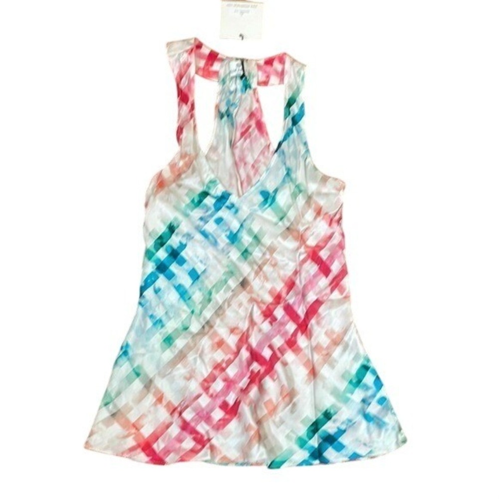 Chloe‎ Kristyn Jessica Cami Multi Color Watercolor Plaid Racerback Tank S